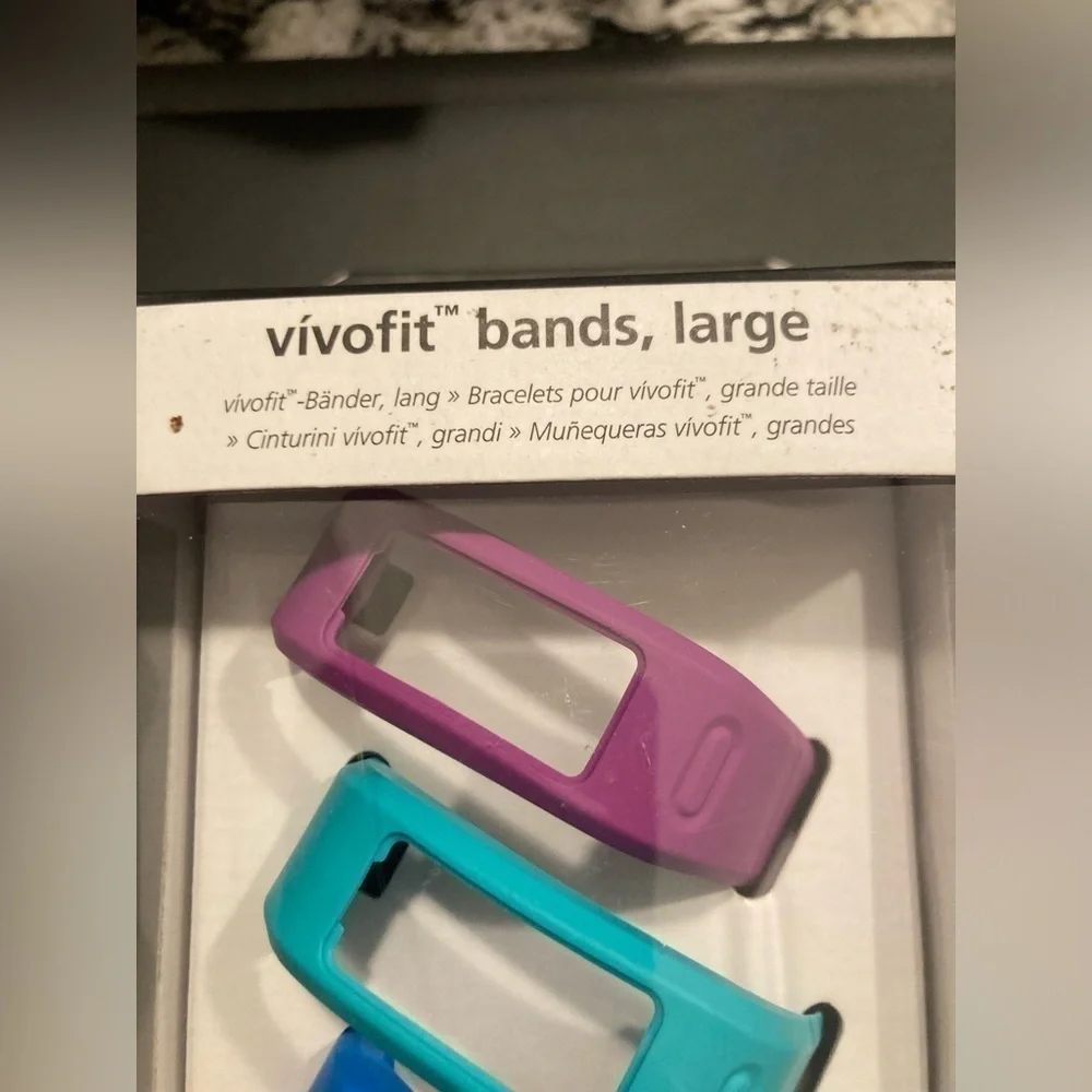 Garmin Vivofit bands in size large. New in box. 3 pack of replacement bands